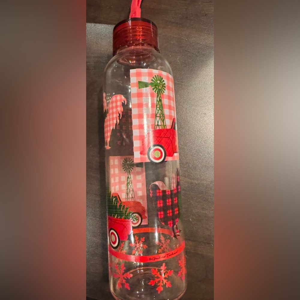 Christmas water bottle glass